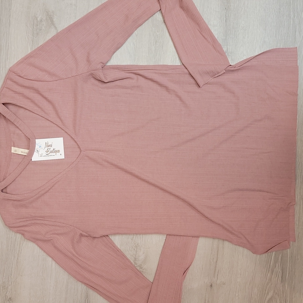 Wishlist Medium Mauve V neck choker cutout long sleeve top  NWT [14]